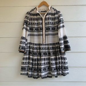 Devotion Ella mini tunic dress size m elephant print tiered bell sleeve v neck